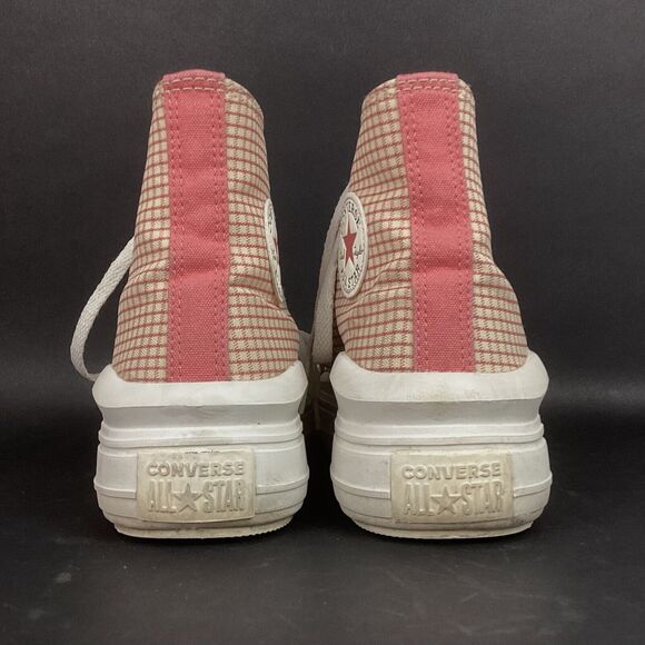 Converse CTAS -Women's Sz 6 -Pink Plaid -Move Platform Hi Oat Milk Shoe- A05130C - Picture 3 of 9